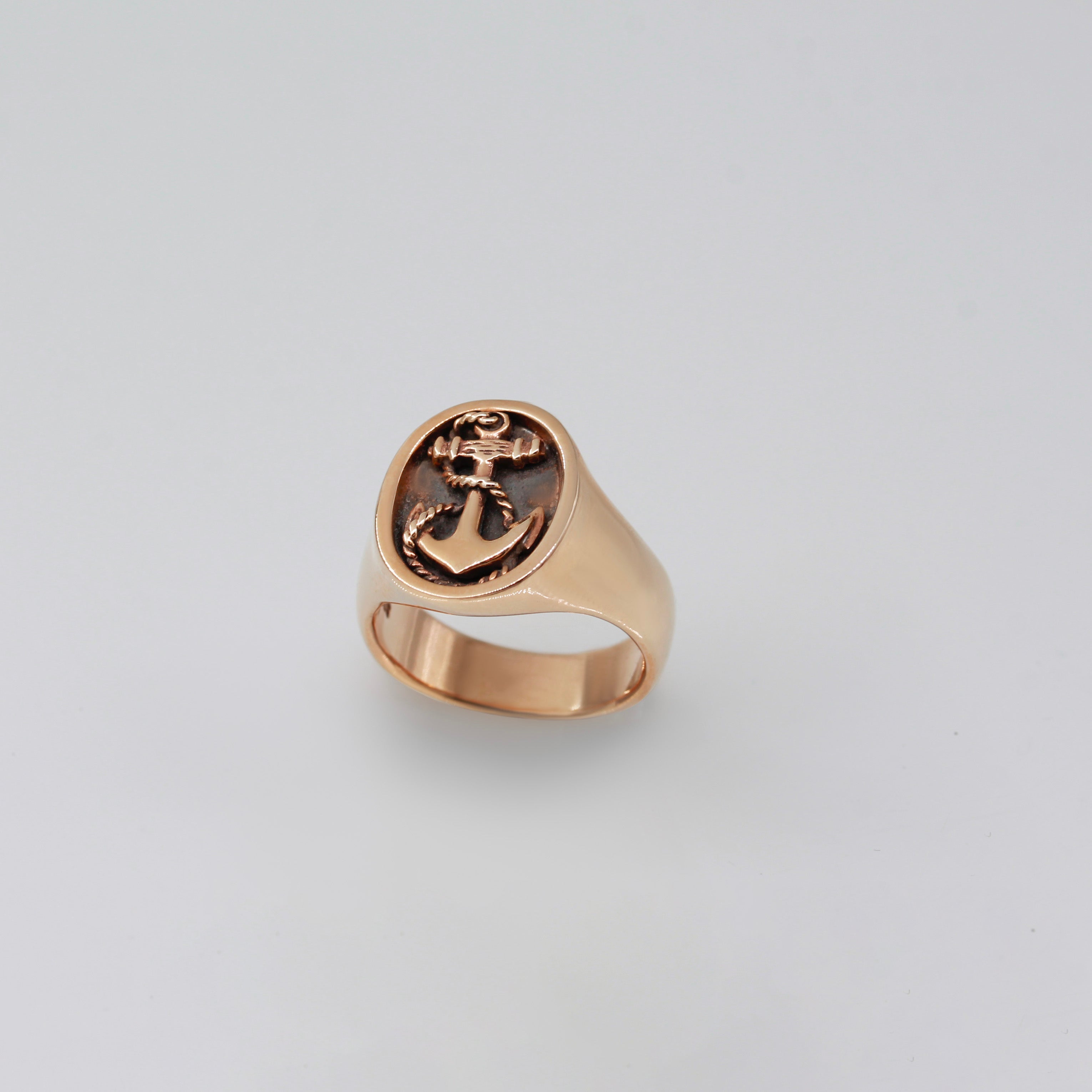 Yellow Gold Nautical Anchor Signet Ring